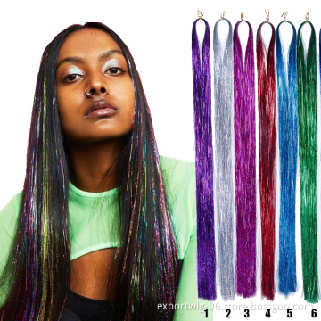 Sparkle Hair Tinsel glitter Bling jumbo Secoration For Synthetic Hair Extension Glitter Rainbow Hair Accessories
